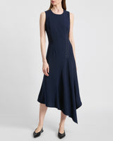 KYLIE Sleeveless Asymmetric Midi Crepe Dress