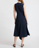 KYLIE Sleeveless Asymmetric Midi Crepe Dress