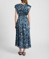 MANDY Faux-Wrap Cap Sleeve Midi Floral Dress.