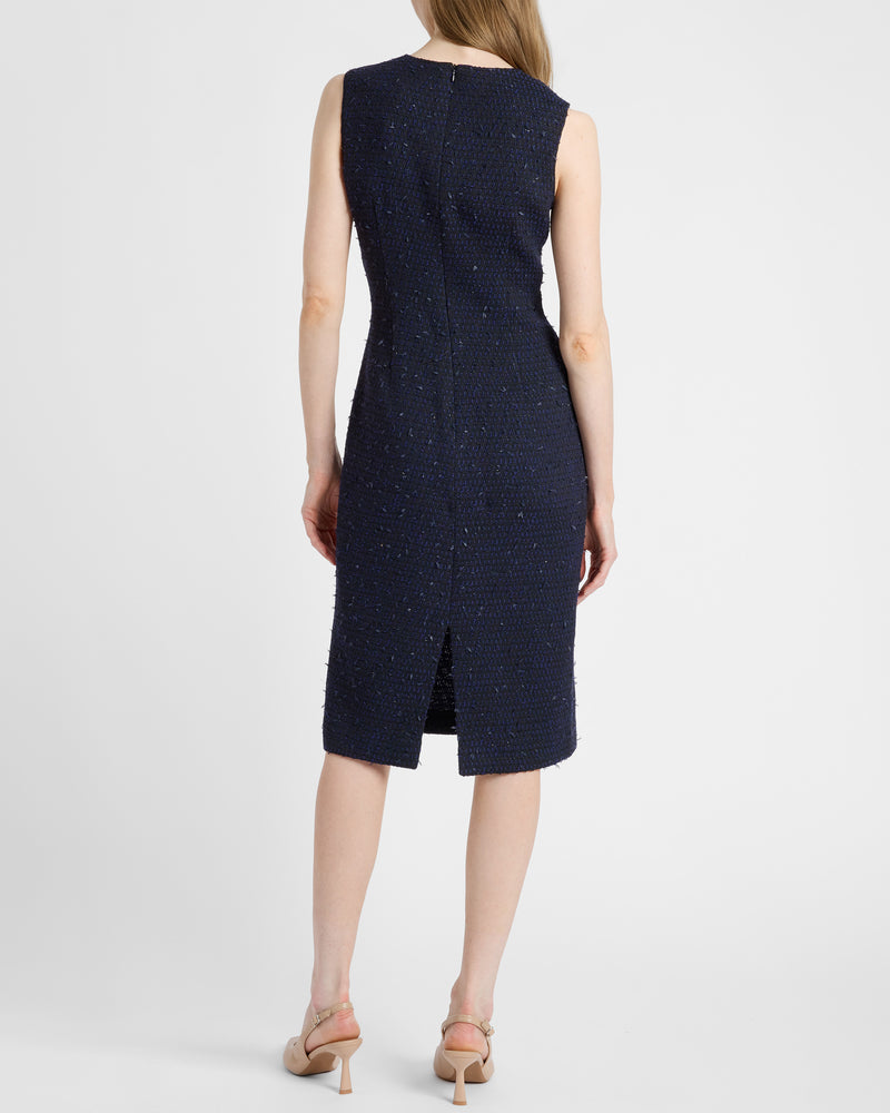 luxury tweed dress BRITTA Midi Sheath in – Santorelli Dress for Women, Midi a chic and versatile SID-STD14690PA Color:A-dark Grey