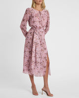 TESSA Long Sleeve Midi Dress in Floral Georgette
