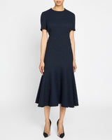 JEMMA Short Sleeve Midi Dress in a Tonal Luxury Tweed