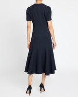 JEMMA Short Sleeve Midi Dress in a Tonal Luxury Tweed