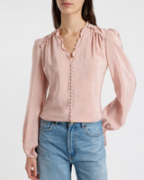 BLAINE Long Sleeve Ruffle Silk Top