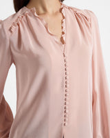 BLAINE Long Sleeve Ruffle Silk Top