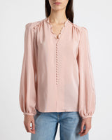 BLAINE Long Sleeve Ruffle Silk Top