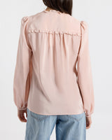 BLAINE Long Sleeve Ruffle Silk Top