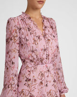 AMAL Long Sleeve Midi Dress in Floral Georgette