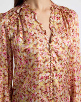 BLAINE Long Sleeve Buttoned Blouse in Floral Silk Blend