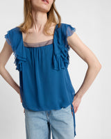 CHASS Ruffle Blouse in Silk Georgette