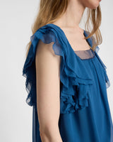 CHASS Ruffle Blouse in Silk Georgette