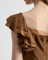 YEDA Fit and Flare Midi Dress in Silk Crepe de Chine