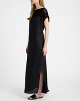 HARMONY Crocheted Cap Sleeve Linen Maxi Dress