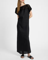 HARMONY Crocheted Cap Sleeve Linen Maxi Dress