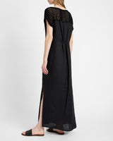 HARMONY Crocheted Cap Sleeve Linen Maxi Dress