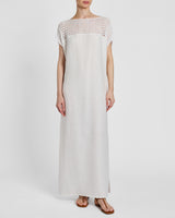HARMONY Crocheted Cap Sleeve Linen Maxi Dress