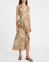CONA Midi Dress with Ruffle Panel