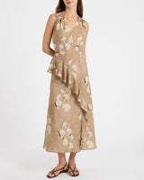 CONA Midi Dress with Ruffle Panel