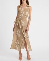 CONA Midi Dress with Ruffle Panel