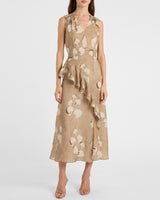 CONA Midi Dress with Ruffle Panel