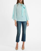 LENA Tie Neck Blouse in Silk Crepe De Chine