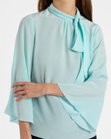 LENA Tie Neck Blouse in Silk Crepe De Chine