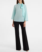 LENA Tie Neck Blouse in Silk Crepe De Chine