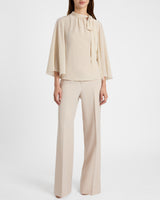 LENA Tie Neck Blouse in Silk Crepe De Chine