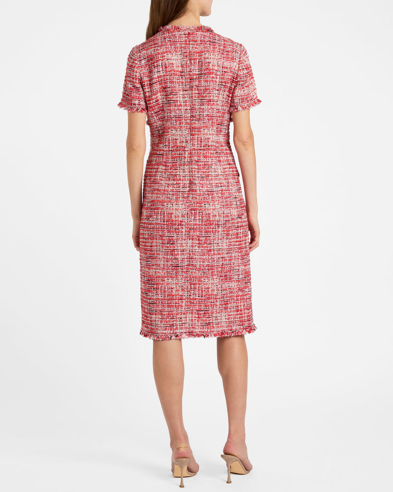 GIULIA Short Sleeve Sheath Dress in Modern Tweed – Santorelli GIULIA Short Sleeve Sheath Dress in Modern Tweed – Santorelli