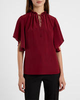 GUITA Flutter Sleeve Silk Blouse