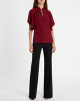GUITA Flutter Sleeve Silk Blouse