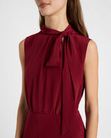 PETRA Sleeveless Mock Neck Silk Midi Dress