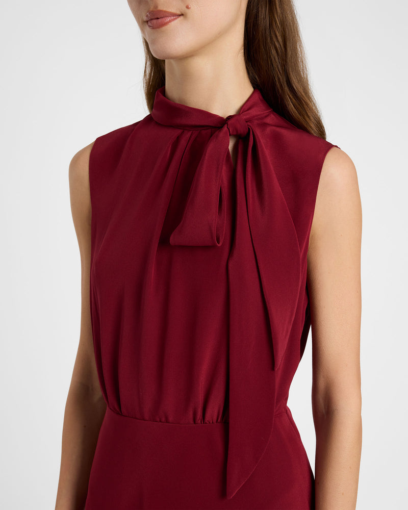 PETRA Sleeveless Mock Neck Silk Midi Dress – Santorelli