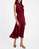 PETRA Sleeveless Mock Neck Silk Midi Dress