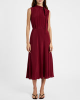 PETRA Sleeveless Mock Neck Silk Midi Dress