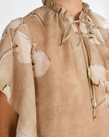 GUITA Flutter Sleeve Blouse in Floral Voile