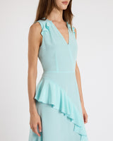 CONA Silk Midi Dress with Ruffle Panel