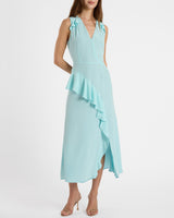 CONA Silk Midi Dress with Ruffle Panel
