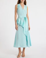 CONA Silk Midi Dress with Ruffle Panel
