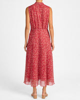 PETRA Sleeveless Mock Neck Midi Dress in Printed Georgette