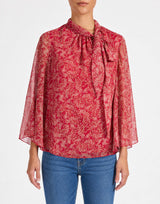 LENA Tie Neck Blouse in Printed Georgette