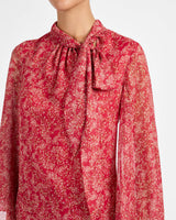 LENA Tie Neck Blouse in Printed Georgette