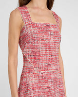 ENZA Midi Sleeveless Handkerchief Dress In Modern Tweed