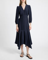 CARINA Silk Midi Handkerchief Dress