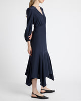 CARINA Silk Midi Handkerchief Dress