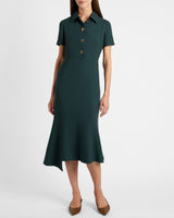 SAHARA Short Sleeve Asymmetric Midi Twill Dress