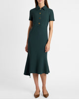 SAHARA Short Sleeve Asymmetric Midi Twill Dress