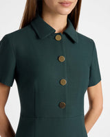 SAHARA Short Sleeve Asymmetric Midi Twill Dress