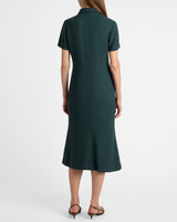 SAHARA Short Sleeve Asymmetric Midi Twill Dress