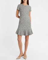 MOIRA Cap Sleeve Flounce Dress in Soft Boucle